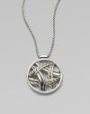 From the Papyrus Collection. Smooth and cabled curves of sterling silver & 18k gold intertwine within a circle strung from a box chain necklace.Sterling silver 18k gold Adjustable chain, about 17-18 Pendant length, about ¾ Lobster clasp Imported