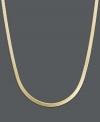 Channel goddess-like style. This rich necklace features a flat herringbone chain crafted in 14k gold. Approximate length: 20 inches. Approximate width: 1.25 mm.