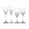 Kate Spade and Lenox join together to bring ease, elegance and understated wit to the table. Downing Cuts features traditional diamond shaped cuts on long elegant stems and coordinates beautifully with any of the kate spade fine china patterns. Shown from left to right: goblet, flute, iced beverage, wine glass.