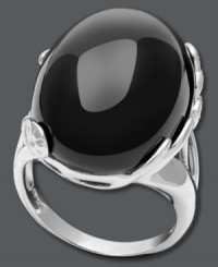 Look chic long after cocktail hour. This statement-maker features an oval-cut onyx gemstone (16 mm x 22 mm) set in polished sterling silver. Size 7. Look chic long after cocktail hour. This statement-maker features an oval-cut onyx gemstone (16 mm x 22 mm) set in polished sterling silver. Size 7.