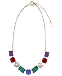 Colorfully coordinated, this statement necklace from Nine West is crafted from silver-tone mixed metal. The accents adorning it give it a vibrant touch. Approximate length: 16 inches + 2-inch extender. Colorfully coordinated, this statement necklace from Nine West is crafted from silver-tone mixed metal. The accents adorning it give it a vibrant touch. Approximate length: 16 inches + 2-inch extender.