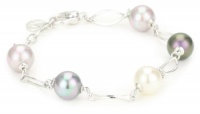 Majorica 10mm Round Multi Pearls on Sterling Silver Links Bracelet Majorica 10mm Round Multi Pearls on Sterling Silver Links Bracelet