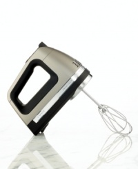 The sleek, speedy KitchenAid Architect hand mixer puts professional power in the palm of your hand. Simple fingertip controls let you switch between seven speeds with ease, while a soft start function increases speed slowly to prevent splattering. A soft grip with ergonomic finger groove keeps your arm fresh, letting you mix more without any discomfort. One-year warranty. Model KHM720ACS. The sleek, speedy KitchenAid Architect hand mixer puts professional power in the palm of your hand. Simple fingertip controls let you switch between seven speeds with ease, while a soft start function increases speed slowly to prevent splattering. A soft grip with ergonomic finger groove keeps your arm fresh, letting you mix more without any discomfort. One-year warranty. Model KHM720ACS.