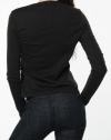 Ralph Lauren Womens Black Long-Sleeve T-Shirt In Large