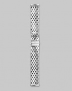 A classic woven band in stainless steel with a push-button clasp. Fits Michele 16mm Deco watchesImported