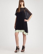 An ultra-mod sheath of colorblocked matte silk draped elegantly from shoulder to hem.BoatneckDropped shouldersDolman sleevesAsymmetrical hemAbout 21 from natural waistSilkDry cleanImportedModel shown is 5'9½ (176cm) wearing US size Small.OUR FIT MODEL RECOMMENDS ordering true size. 