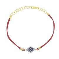 Meira T Solid 14K Yellow Gold Diamond & Blue Sapphire Evil Eye Charm Rope Bracelet Meira T Solid 14K Yellow Gold Diamond & Blue Sapphire Evil Eye Charm Rope Bracelet