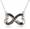 Sterling Silver Black and White Diamond Infinity Heart Pendant Necklace (1/10 cttw), 17