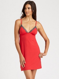 Softest cotton jersey edged with floral lace for a delicate, feminine silhouette.Adjustable strapsV-neckEmpire waistBack cutout95% cotton/5% elastaneHand washMade in Italy Softest cotton jersey edged with floral lace for a delicate, feminine silhouette.Adjustable strapsV-neckEmpire waistBack cutout95% cotton/5% elastaneHand washMade in Italy