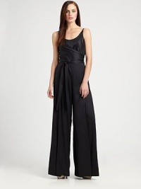 A sophisticated, silk design featuring a waist-defining, self-tie belt, pleated wide legs and a hint of stretch for a great fit.Cross-over topSleevelessSelf-tie beltPleated, wide legsAbout 33 from natural waist95% silk/5% elastaneDry cleanImported Model shown is 5'10 (177cm) wearing US size Small. A sophisticated, silk design featuring a waist-defining, self-tie belt, pleated wide legs and a hint of stretch for a great fit.Cross-over topSleevelessSelf-tie beltPleated, wide legsAbout 33 from natural waist95% silk/5% elastaneDry cleanImported Model shown is 5'10 (177cm) wearing US size Small.