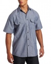 Key Industries Men's Short Sleeve Button Down Wrinkle Resist Chambray Shirt