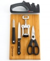 Get the chef's set-up with the core pieces you need to turn up the heat in your kitchen. Pop the cork, make the cut and slice, dice and peel with confidence-this comprehensive set combines the finest quality materials, like high carbon stainless steel and durable bamboo, to change the way your kitchen works. Lifetime warranty.