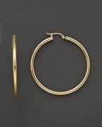14K Yellow Gold Tube Hoop Earrings