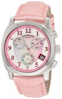 Stuhrling Original Women's 246.1115A9 Vogue Audrey Fiorenza Swiss Quartz Chronograph Swarovski Crystal Mother-Of-Pearl Day and Date Pink Watch