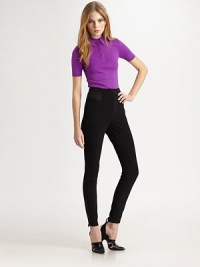 Slim-fitting, high-waisted and trimmed with edgy details that make this look biker-chic.High waistSnap-button closureZip-flyFlat frontZippers at anklesBack zip pocketsRise, about 11Inseam, about 3266% triacetate/34% polyesterDry cleanImportedModel shown is 5'10 (177cm) wearing US size 4.OUR FIT MODEL RECOMMENDS ordering true size. Slim-fitting, high-waisted and trimmed with edgy details that make this look biker-chic.High waistSnap-button closureZip-flyFlat frontZippers at anklesBack zip pocketsRise, about 11Inseam, about 3266% triacetate/34% polyesterDry cleanImportedModel shown is 5'10 (177cm) wearing US size 4.OUR FIT MODEL RECOMMENDS ordering true size.
