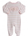 Absorba Newborn Girls (0-9 months) 1 pc pink striped footed layette sleeper set