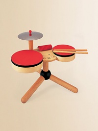 Little ones will love playing with a colorful drum set complete with two sticks, two drums and a cymbal. Helps stimulate hand-eye coordination, concentration skills and stress relief For ages 3 and up Set made entirely from recycled materials About 14W X 14H X 10D About 2.2 lbs. Keep dry Imported Little ones will love playing with a colorful drum set complete with two sticks, two drums and a cymbal. Helps stimulate hand-eye coordination, concentration skills and stress relief For ages 3 and up Set made entirely from recycled materials About 14W X 14H X 10D About 2.2 lbs. Keep dry Imported