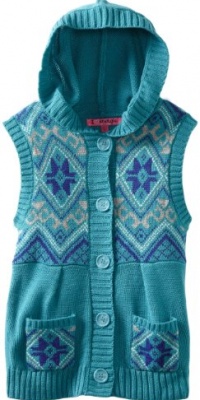 Energie Girls 7-16 Alexa Hooded Sweater Vest, Teal, Large