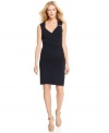 MICHEAL Michael Kors makes this petite dress even more chic by adding faux leather buckles at the shoulder straps.