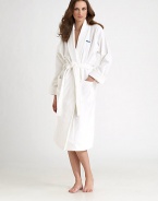 A soft and sumptuous slip-on after a shower or before bed, crafted in pure cotton terry velour with a cozy shawl collar and oversized, roll-up cuffs. Belted waist with loops Patch pockets Cotton terry velour; machine wash ImportedFOR PERSONALIZATION Select a quantity, then scroll down and click on PERSONALIZE & ADD TO BAG to choose and preview your monogramming options. Please allow 4 weeks for delivery.