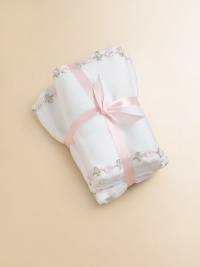 Soft cotton burp pads, decorated with sweet floral vine trim.Includes two padsMachine washCottonImported