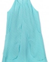 Blush by Us Angels Girls 7-16 Dot Dobby Trapeze Dress with Overlay, Pool, 7