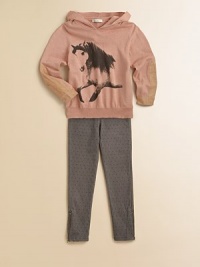 A have-to-have for the equestrian-to-be, this sweet sweatshirt sports a pretty horse print and preppy patches at the sleeves.Attached hoodLong sleeves with button cuffsRibbed hem95% organic cotton/5% cashmereMachine washImported A have-to-have for the equestrian-to-be, this sweet sweatshirt sports a pretty horse print and preppy patches at the sleeves.Attached hoodLong sleeves with button cuffsRibbed hem95% organic cotton/5% cashmereMachine washImported