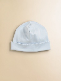 This newborn essential in ultra soft pima cotton is an adorable way to top off baby's look.Cuffed style with scallop trim Pima cotton Machine wash Imported This newborn essential in ultra soft pima cotton is an adorable way to top off baby's look.Cuffed style with scallop trim Pima cotton Machine wash Imported