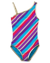 Little Marc Girls' Asymmetrical Mailot Swim Suit - Sizes 2-12 Little Marc Girls' Asymmetrical Mailot Swim Suit - Sizes 2-12