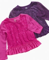 Make any outfit shine with this delightful sequin shirt with mesh sleeves from Jessica Simpson. Make any outfit shine with this delightful sequin shirt with mesh sleeves from Jessica Simpson.