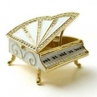 White Grand Piano Box Figurine Swarovski Crystals 24K Gold Miniature Jewelry White Grand Piano Box Figurine Swarovski Crystals 24K Gold Miniature Jewelry