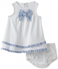 Little Me Baby-girls Newborn Belle Bow Dress and Panty Set, White/Blue, 6 Months Little Me Baby-girls Newborn Belle Bow Dress and Panty Set, White/Blue, 6 Months