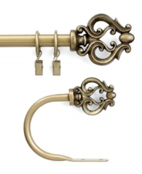 Inspired by vintage European architecture, the Geneva Scroll drapery rod features an elegant scrolling design on each finial and coordinates with the traditional Geneva Scroll window hardware. Inspired by vintage European architecture, the Geneva Scroll drapery rod features an elegant scrolling design on each finial and coordinates with the traditional Geneva Scroll window hardware.