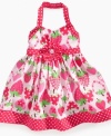 There seems to be a pattern. She'll keep up with sweet style in this berry special halter sundress from Nannette.