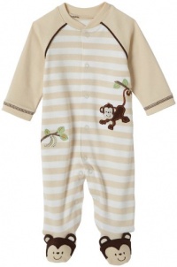 Little Me Layette Footie, Monkey Stripe, Ivory, 3 Months Little Me Layette Footie, Monkey Stripe, Ivory, 3 Months
