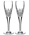 Waterford crystal is made even more radiant with the complex cuts of Monique Lhuillier's Arianne stemware. A sleek silhouette is rooted in a simply luminous and substantial base for flutes that are beautifully balanced.