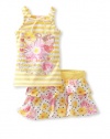 Nannette Baby-girls Infant Floral And Stripe Top And Skooter Set, Yellow, 18 Months