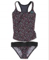 Ready, set, splash! She'll love hitting the water in this comfortable tankini and bottoms set from Roxy.