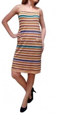 Missoni Peach Green Zig Zag Knit Dress. M Missoni Peach Green Zig Zag Knit Dress. M