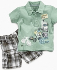 Easy rider. Keep him relaxed and comfortable no matter what the method of transportation in this shirt and short set from Kenneth Cole. Easy rider. Keep him relaxed and comfortable no matter what the method of transportation in this shirt and short set from Kenneth Cole.