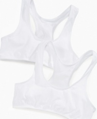 Double up on the sporty support she needs with this convenient cotton 2 pack of sports bras from Maidenform. Double up on the sporty support she needs with this convenient cotton 2 pack of sports bras from Maidenform.