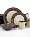 With crackling bands of reactive glaze contrasted against smooth cream, the Option Crackle dinnerware from Gibson brings an artistic, earthy accent to your table.