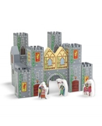 Keeping chivalry alive is easy with this set of medieval-themed wooden blocks! Your young knight can create one large castle, two opposing castles or a long defensive line, for all kinds of pretend play, day and knight! Keeping chivalry alive is easy with this set of medieval-themed wooden blocks! Your young knight can create one large castle, two opposing castles or a long defensive line, for all kinds of pretend play, day and knight!