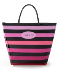 Pay tribute to the pioneer of the real deal. Remember Filene's? Home to the greatest bargain basement of all time, housing everything from high-end fashion to housewares. Now you can own a piece of time with this fun, logo zip-top tote, a bright homage that packs in all of your essentials and lets you carry in style, comfort and confidence. Pay tribute to the pioneer of the real deal. Remember Filene's? Home to the greatest bargain basement of all time, housing everything from high-end fashion to housewares. Now you can own a piece of time with this fun, logo zip-top tote, a bright homage that packs in all of your essentials and lets you carry in style, comfort and confidence.