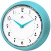 Infinity Instruments Turquoise Retro 9-1/2-Inch Metal Wall Clock