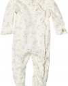 Little Me Layette Footie, Rose Floral, Ivory Print