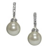 Carolee Pave Hoop Pearl Drop Earring (White)