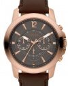 Fossil Grant Chronograph Brown Dial Leather Mens Watch FS4648