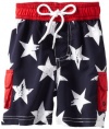 Kitestrings Boys 2-7 Toddler Printed Cargo Pocket Swim Trunk, Navy Print, 2T