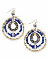Boho-chic for the season. These hoop earrings from INC International Concepts showcase glamorous accents with a mix of blue, gold, brown and crystal glass beads. Crafted in gold tone mixed metal. Approximate drop: 3 inches.